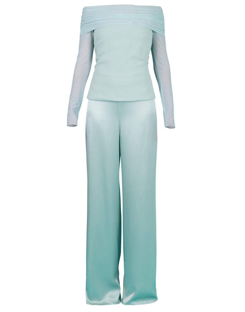 CUSHNIE-High Waist Pant and Off Shoulder Top Set-