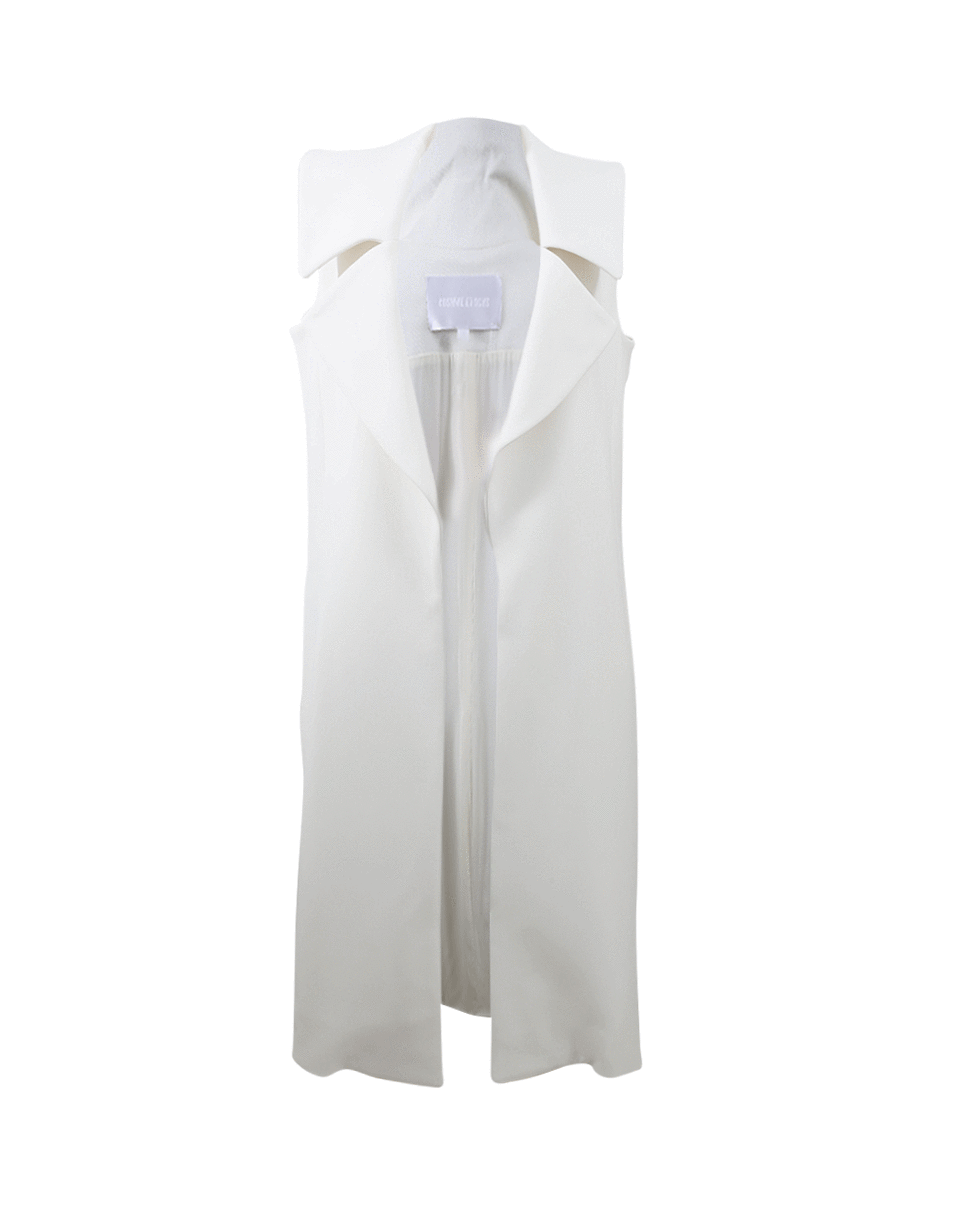 CUSHNIE-Long Line Open Vest-WHITE