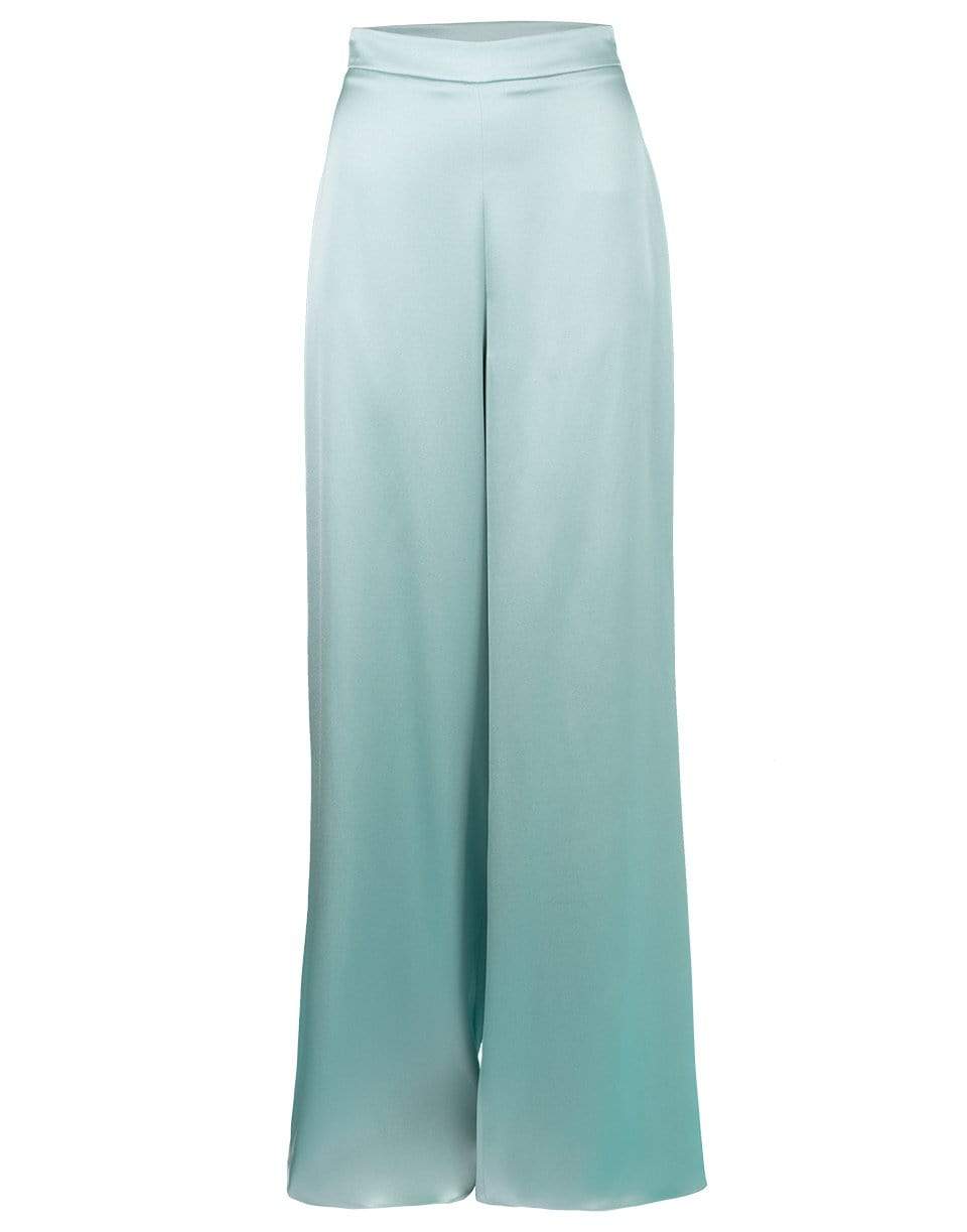CUSHNIE-Sea Green High Waisted Wide Leg Pant-