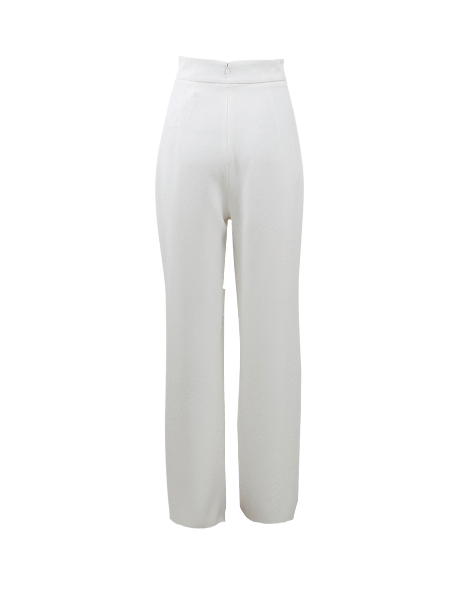 CUSHNIE-High Waisted Boot Cut Pant-WHITE