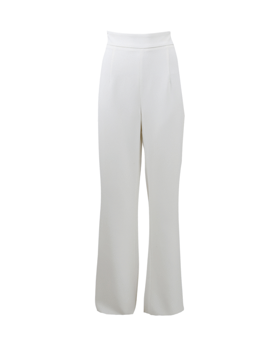 CUSHNIE-High Waisted Boot Cut Pant-WHITE