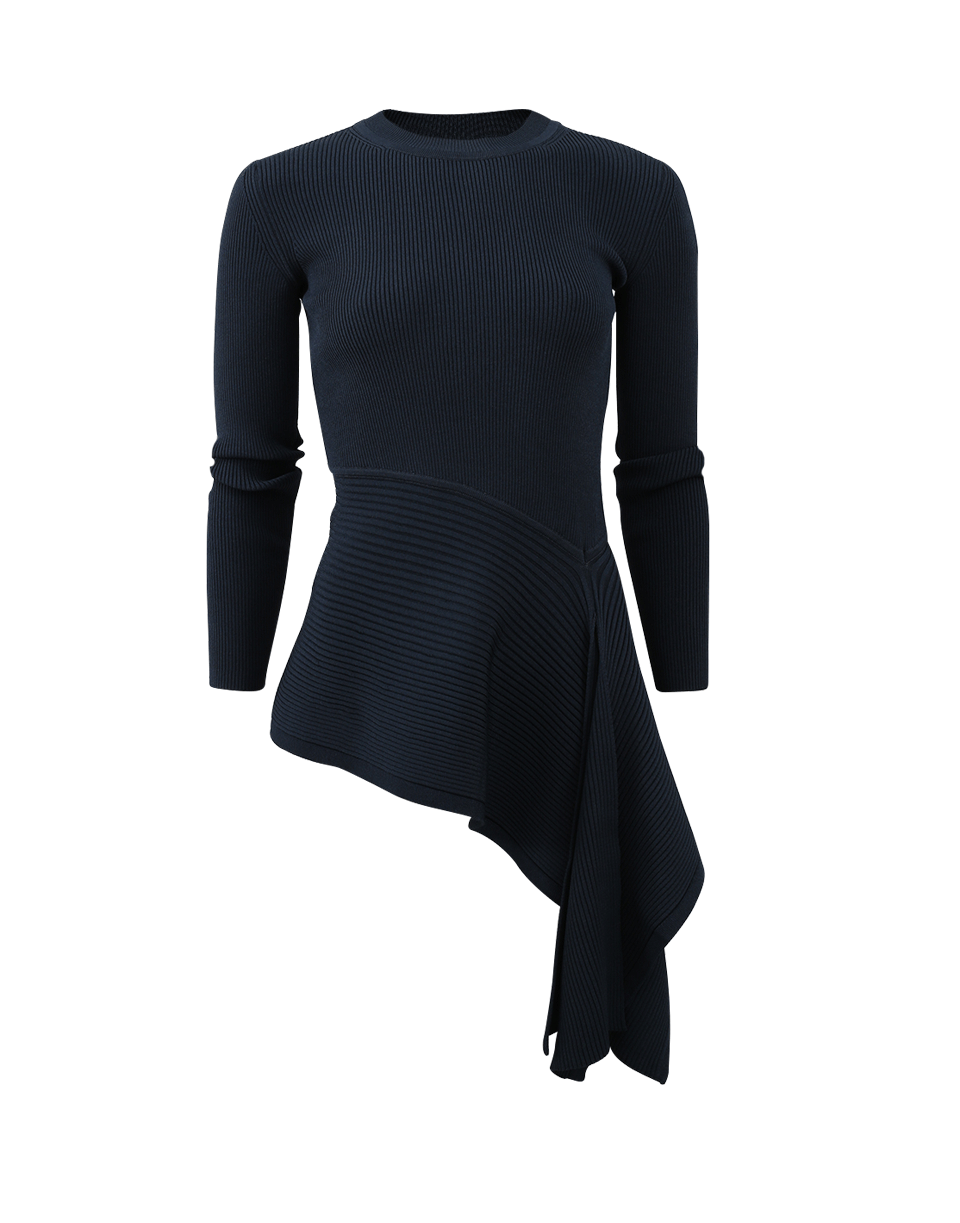 CUSHNIE-Asymmetrical Knit Top-