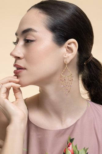Pink Sapphire Affinity Chain Earrings-YELLOW GOLD-JEWELRYFINE JEWELEARRING-COOMI