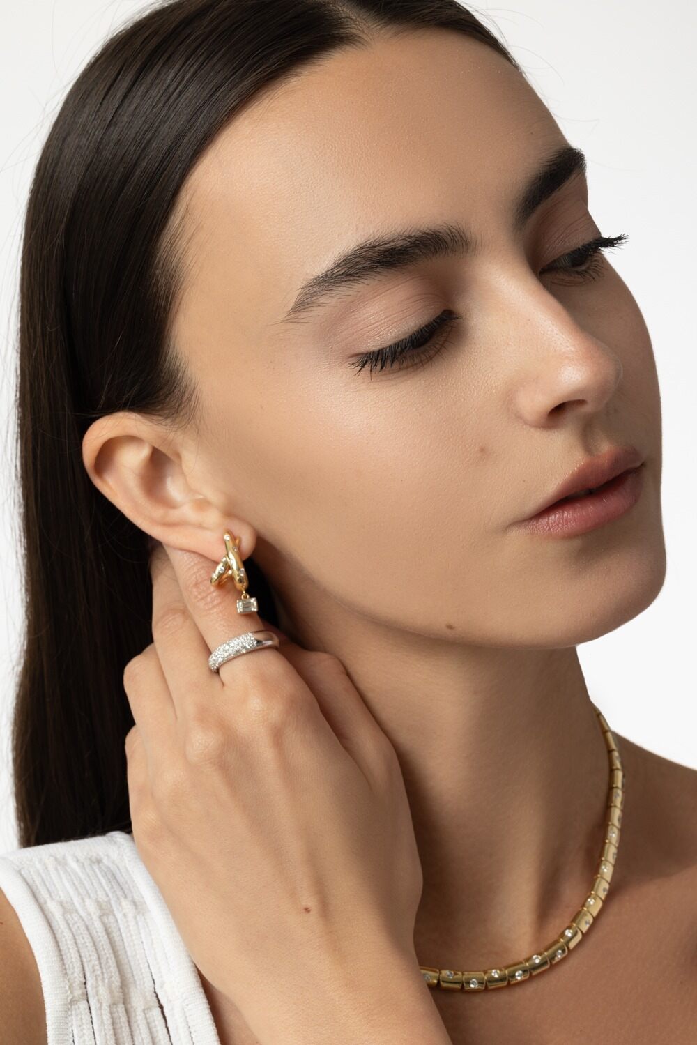 Cobblestone Crossover Earrings-YELLOW GOLD-JEWELRYFINE JEWELEARRING-KWIAT