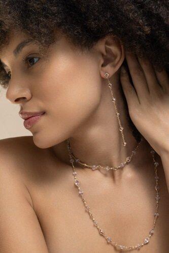 Diamond Pink Tourmaline Drop Earrings-YELLOW GOLD-JEWELRYFINE JEWELEARRING-COOMI