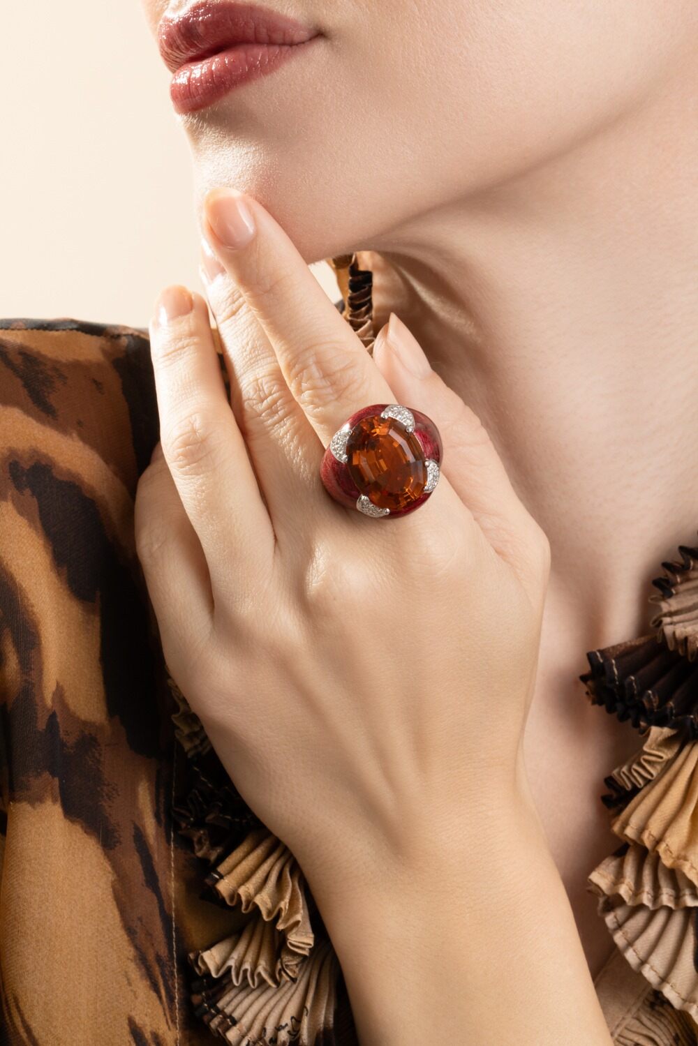Citrine Red Oval Ring-SILVER-7-JEWELRYFINE JEWELRING-ANDREOLI