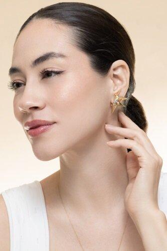 White Sapphire Étoile Laila Mini Earrings-YELLOW GOLD-JEWELRYFINE JEWELEARRING-CAROL KAUFFMANN