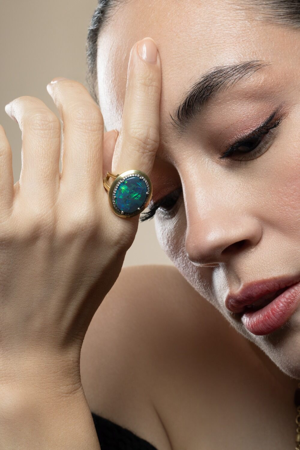 Black Opal RBC Ring-YELLOW GOLD-7.5-JEWELRYFINE JEWELRING-SYLVA & CIE