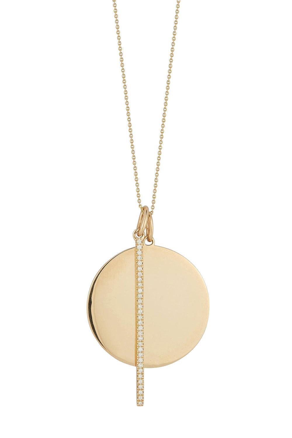 Yellow Gold Sylvie Rose Disc and Pave Bar Necklace - 18/20"-WHITE GOLD-18/20-JEWELRYFINE JEWELNECKLACE O-DANA REBECCA DESIGNS