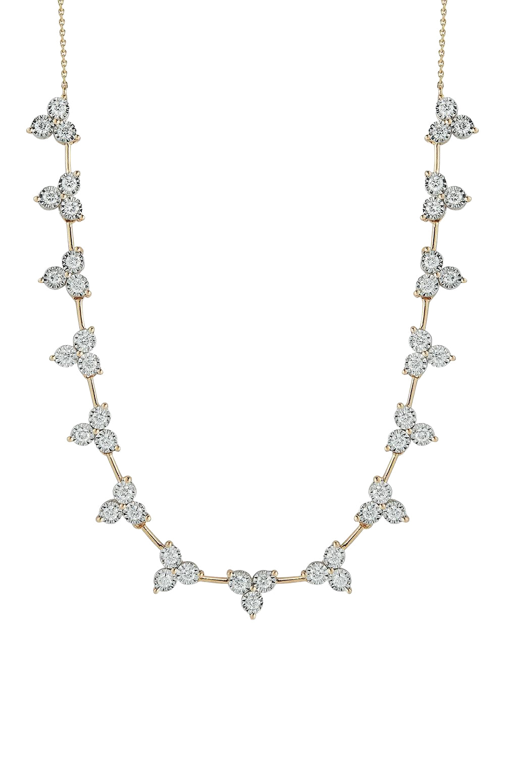 Ava Bea Interval Trio Tennis Necklace-YELLOW GOLD-JEWELRYFINE JEWELNECKLACE O-DANA REBECCA DESIGNS