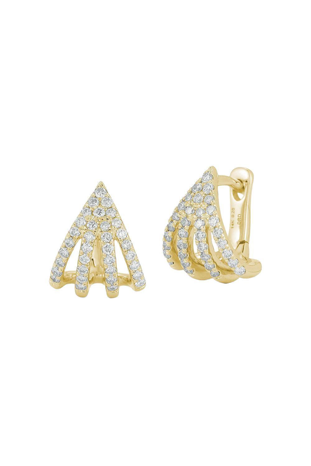Sarah Leah Four Burst Huggie Earrings-YELLOW GOLD-JEWELRYFINE JEWELEARRING-DANA REBECCA DESIGNS