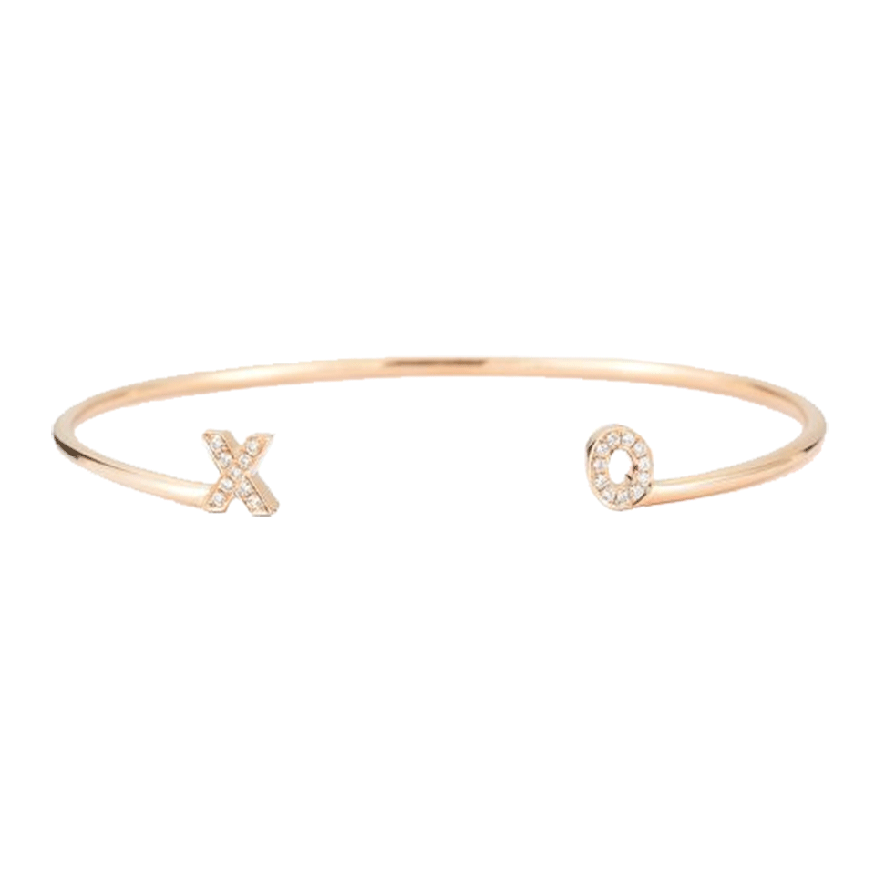 DANA REBECCA DESIGNS-X And O Diamond Initial Cuff-ROSE GOLD