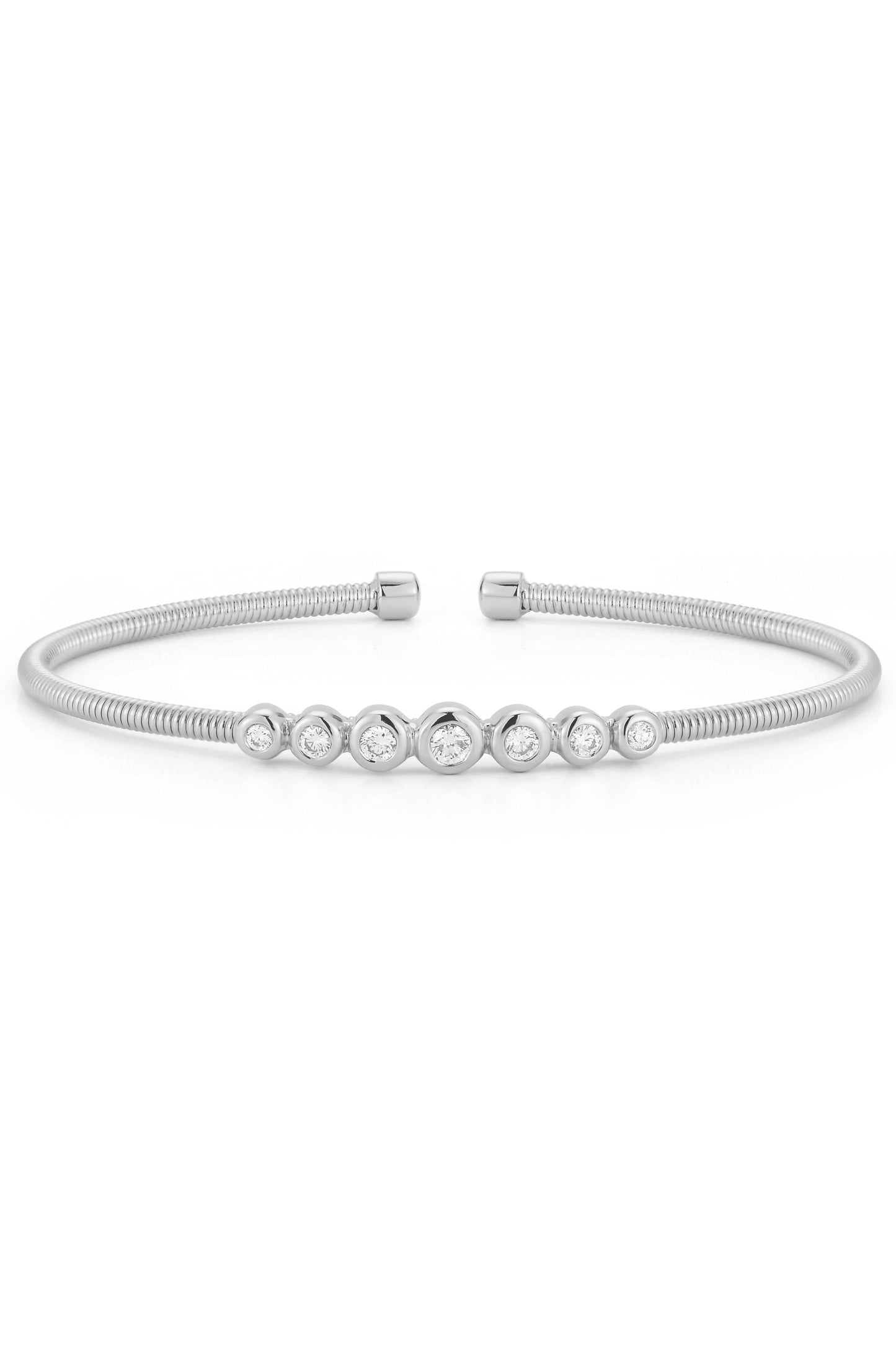 DANA REBECCA DESIGNS-Lulu Jack Bezel Flex Cuff-WHITE GOLD