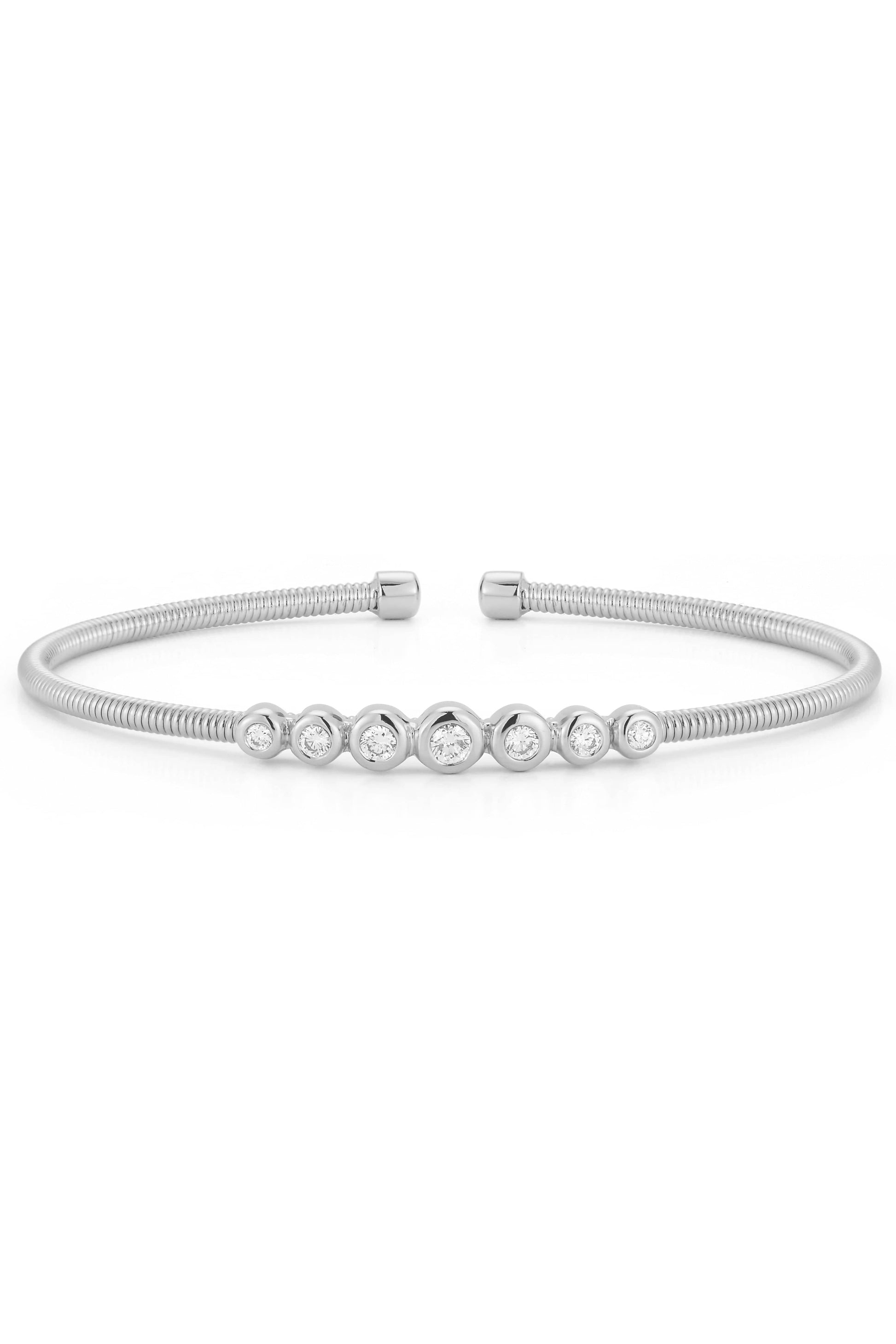 DANA REBECCA DESIGNS-Lulu Jack Bezel Flex Cuff-WHITE GOLD