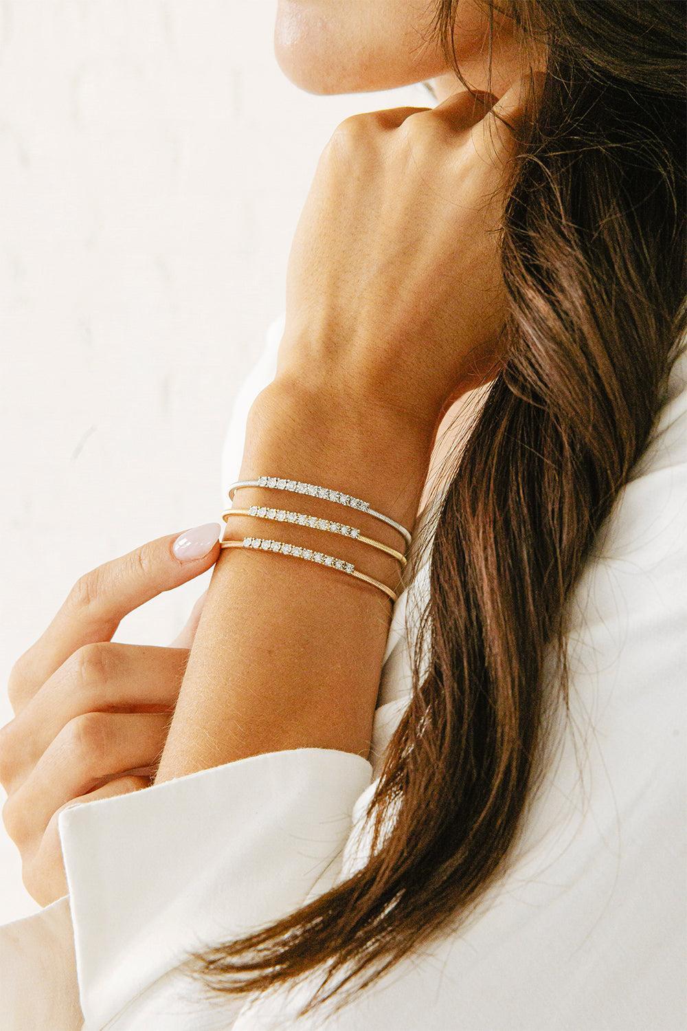 Diamond Ava Bea Flexi Cuff Bracelet-YELLOW GOLD-6-JEWELRYFINE JEWELBRACELET O-DANA REBECCA DESIGNS