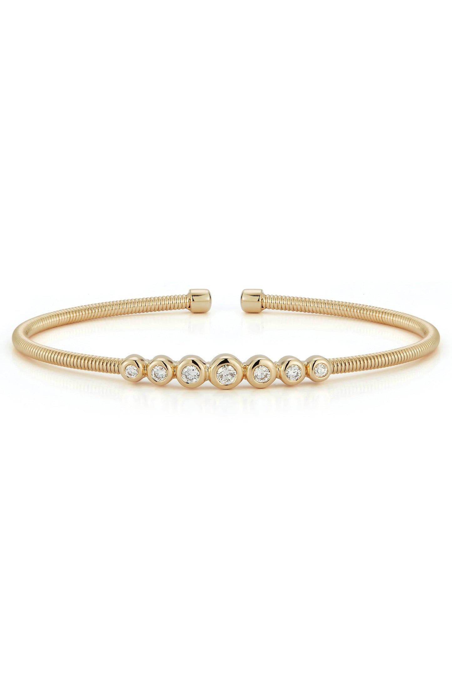 DANA REBECCA DESIGNS-Yellow Gold Lulu Jack Graduating Bezel Flexi Cuff-YELLOW GOLD
