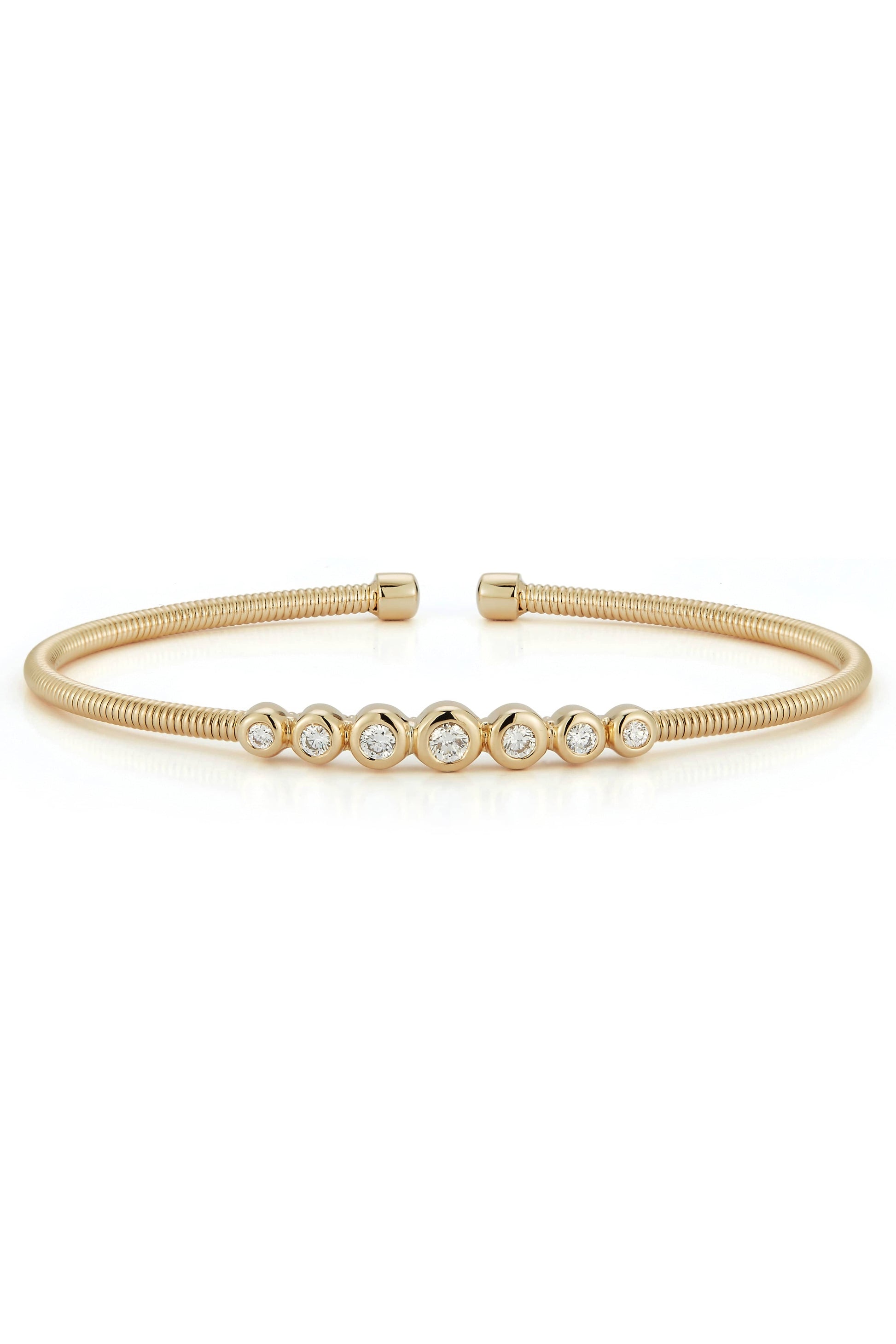 DANA REBECCA DESIGNS-Yellow Gold Lulu Jack Graduating Bezel Flexi Cuff-YELLOW GOLD