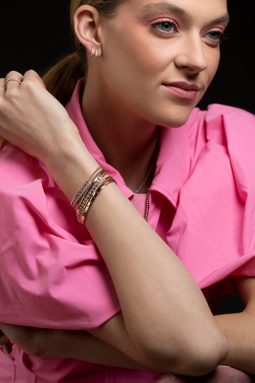 DANA REBECCA DESIGNS-Yellow Gold Lulu Jack Large Bezel Tennis Bracelet-YELLOW GOLD