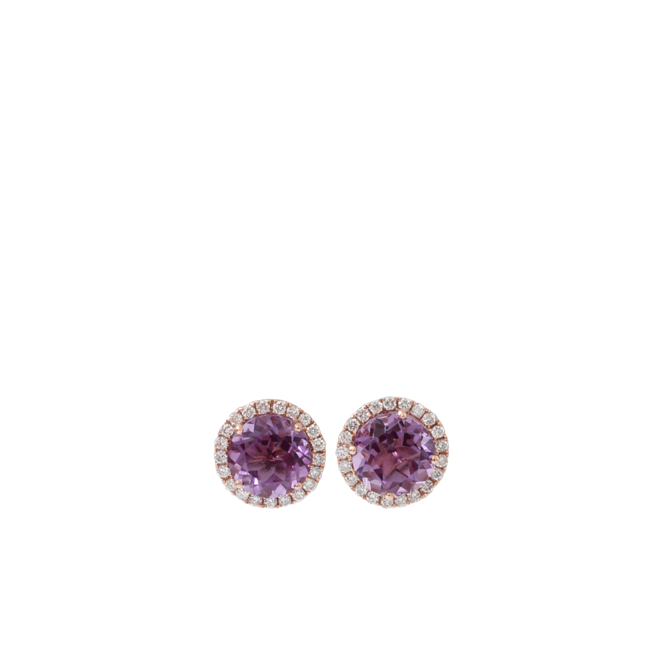 DANA REBECCA DESIGNS-Anna Beth Amethyst Stud Earrings With Diamond Pave-ROSE GOLD