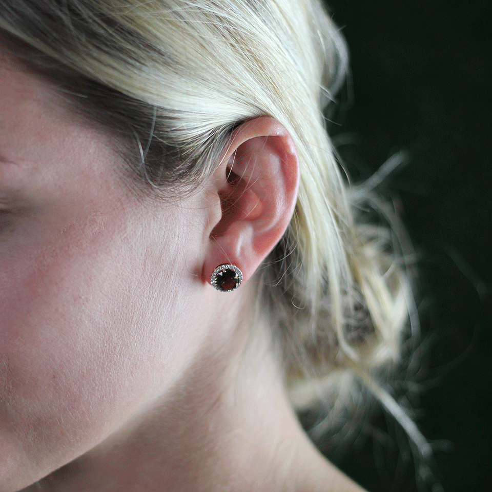 DANA REBECCA DESIGNS-Anna Beth Smokey Quartz Stud Earrings-ROSE GOLD