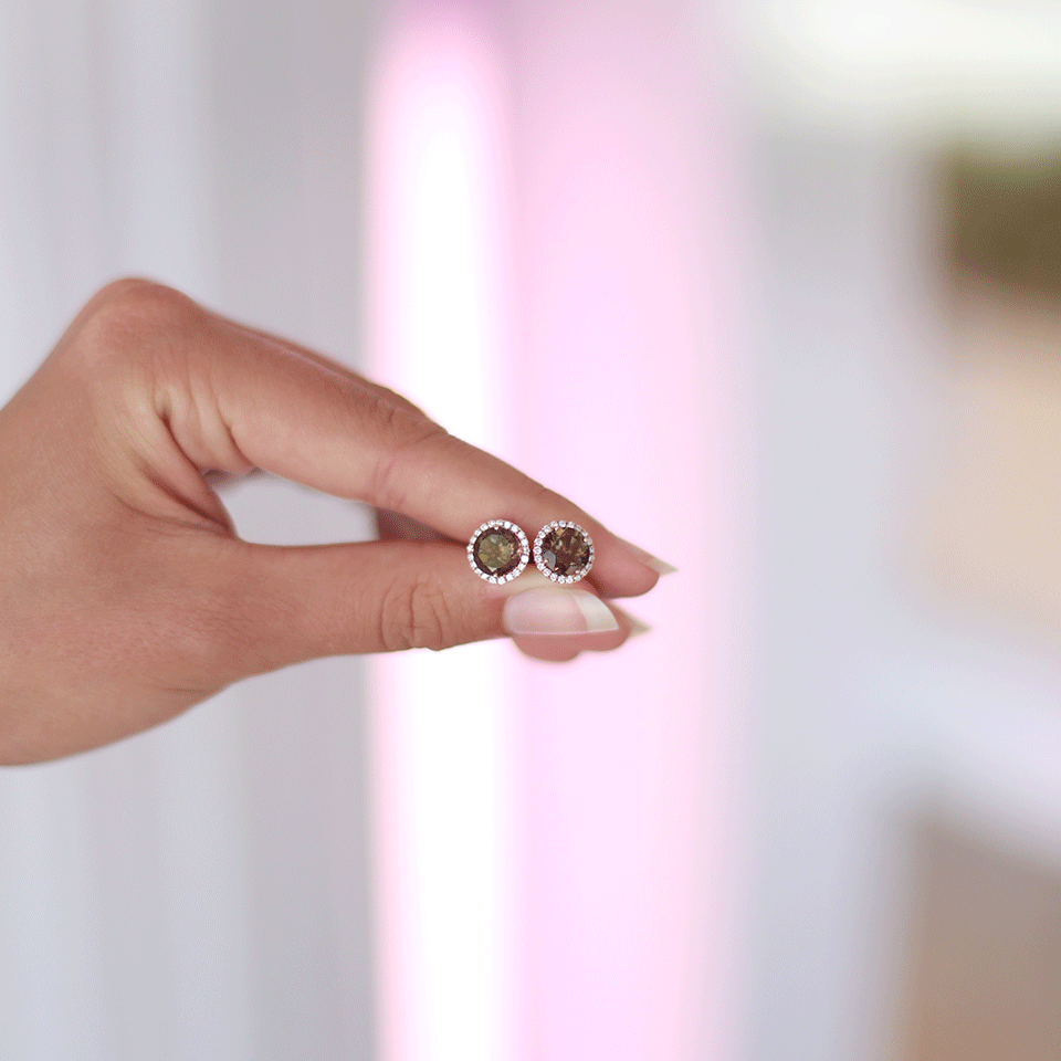 DANA REBECCA DESIGNS-Anna Beth Smokey Quartz Stud Earrings-ROSE GOLD