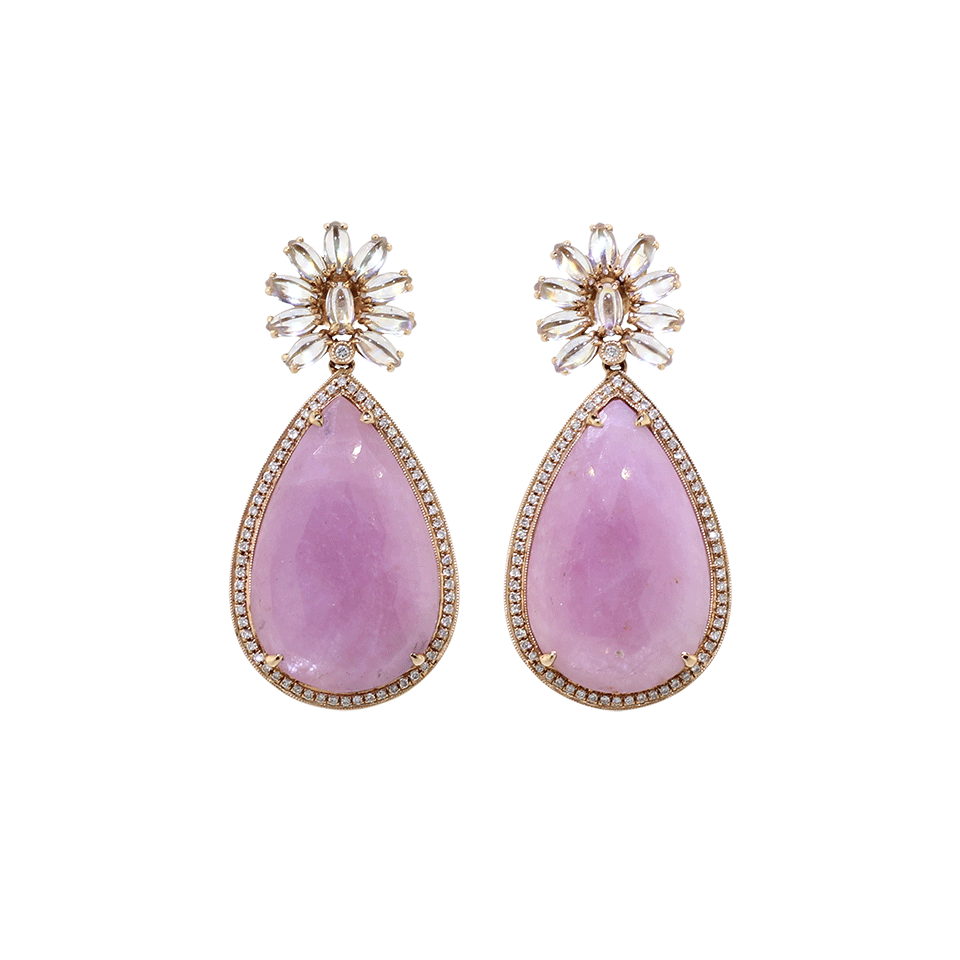 DANA REBECCA DESIGNS-One Of A Kind Pink Sapphire And Moonstone Earrings-ROSE GOLD