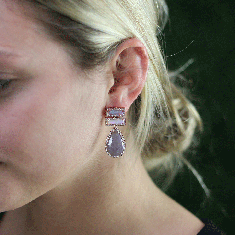 DANA REBECCA DESIGNS-Purple Sapphire And Opal Earrings-ROSE GOLD