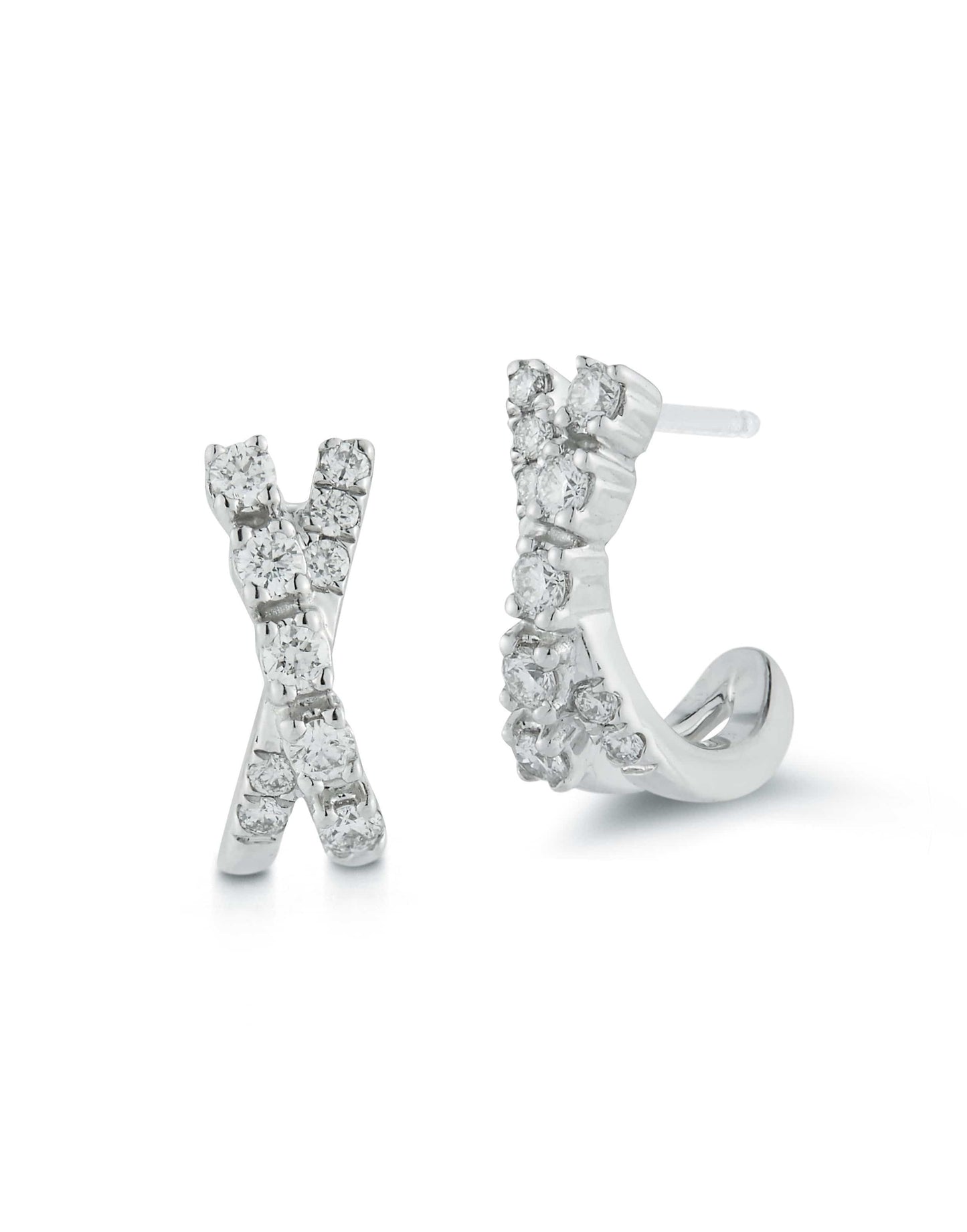 DANA REBECCA DESIGNS-Ava Bea Crossover Mini Huggies-WHITE GOLD