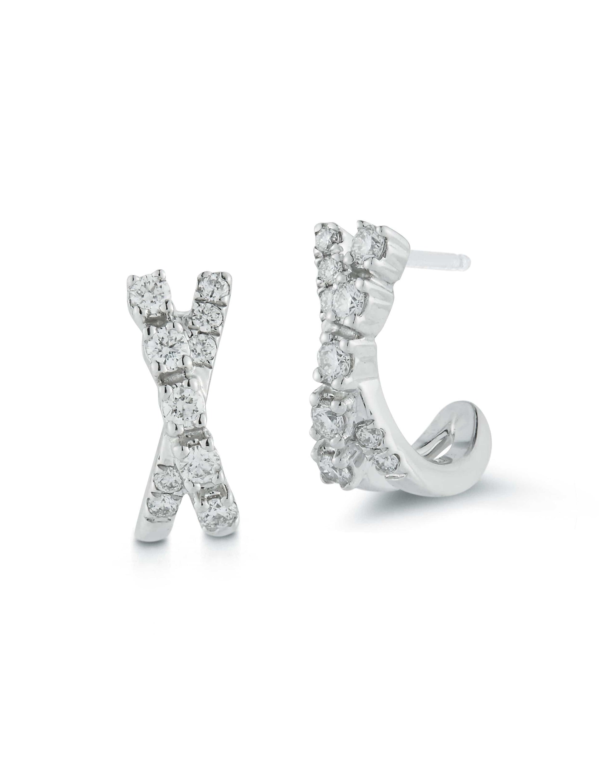DANA REBECCA DESIGNS-Ava Bea Crossover Mini Huggies-WHITE GOLD