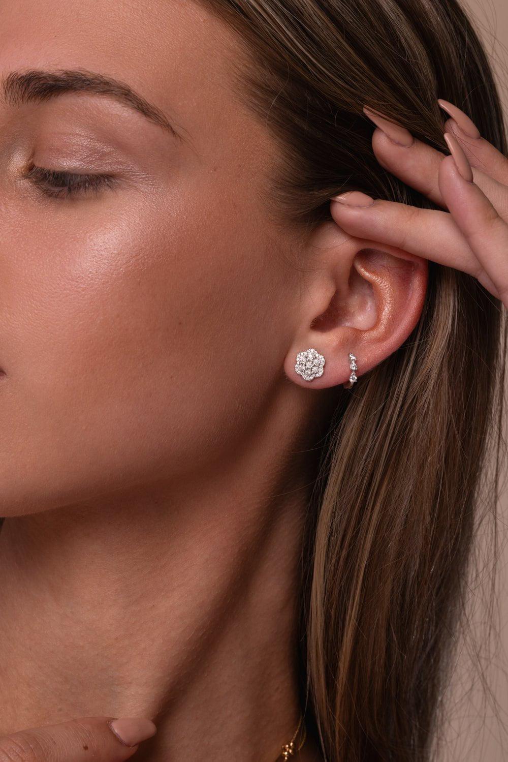 DANA REBECCA DESIGNS-Ava Bea Flower Stud Earrings - Yellow Gold-WHITE GOLD