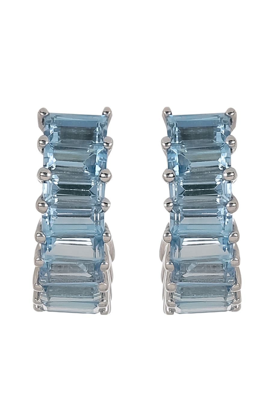 DANA REBECCA DESIGNS-Blue Topaz Baguette Hoops-WHITE GOLD