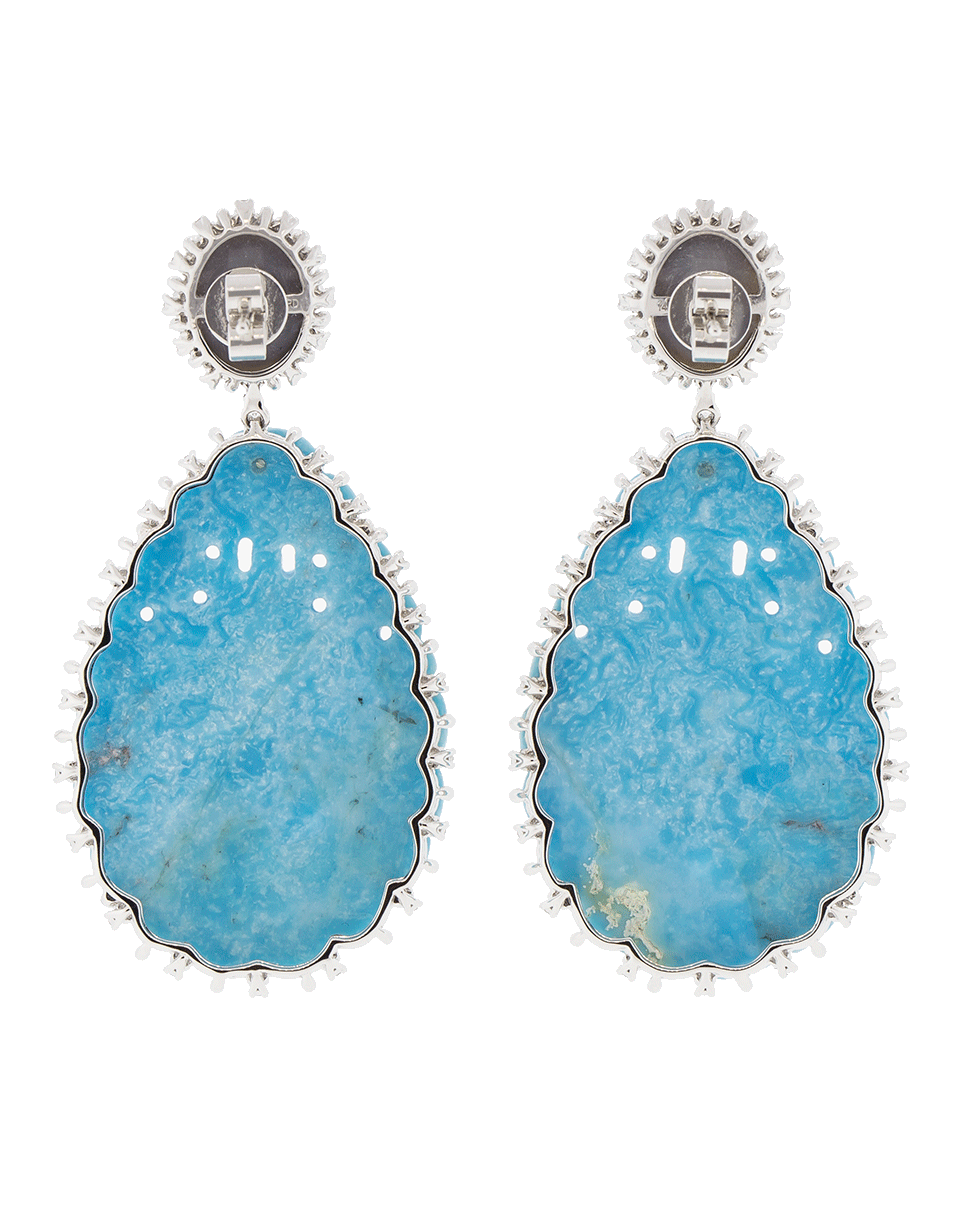 DANA REBECCA DESIGNS-Carved Turquoise And Opal Earrings-WHITE GOLD
