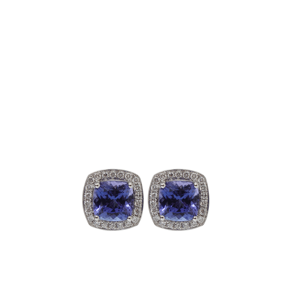 DANA REBECCA DESIGNS-Courtney Lauren Tanzanite Stud Earrings-WHITE GOLD