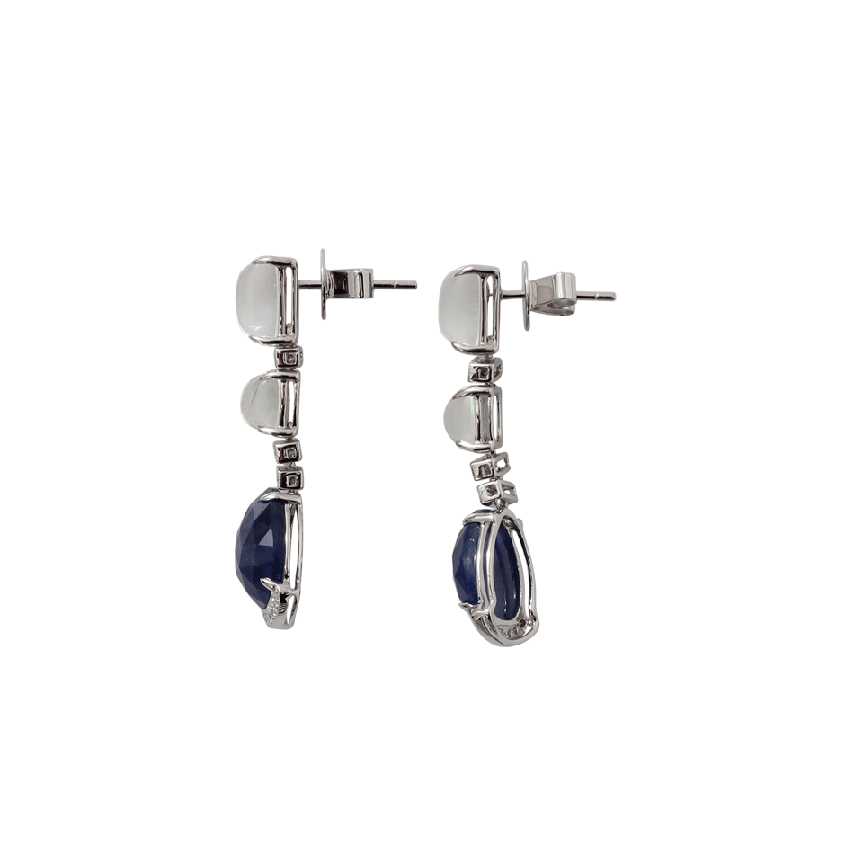 DANA REBECCA DESIGNS-Sapphire And Moonstone Drop Earrings-WHITE GOLD