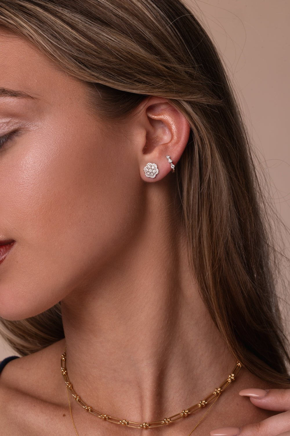 DANA REBECCA DESIGNS-Sophia Ryan Teardrop Mini Huggie Earrings-WHITE GOLD