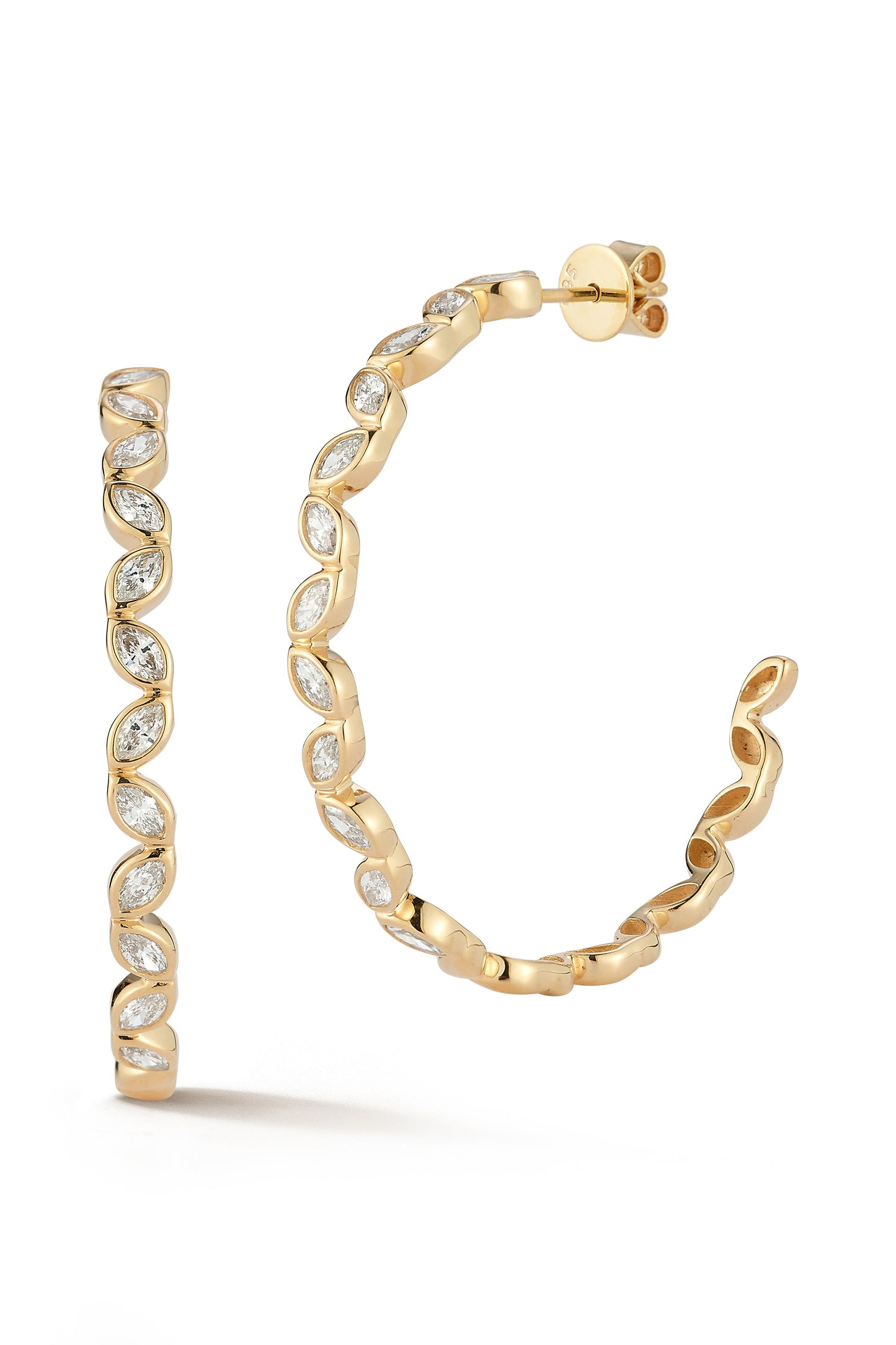 DANA REBECCA DESIGNS-Alexa Jordyn Marquise Marge Hoop Earrings-YELLOW GOLD
