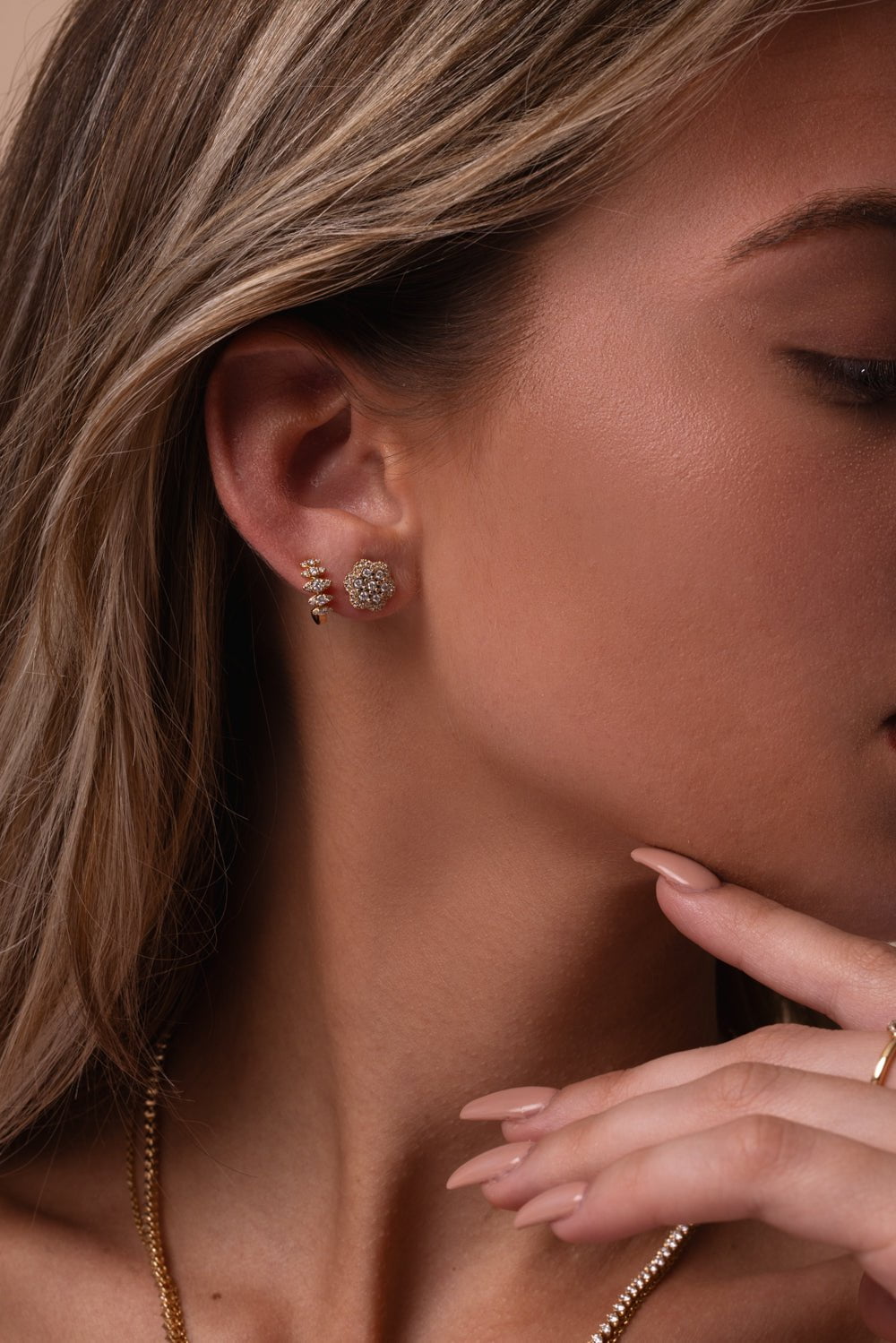 DANA REBECCA DESIGNS-Ava Bea Flower Stud Earrings - White Gold-YELLOW GOLD
