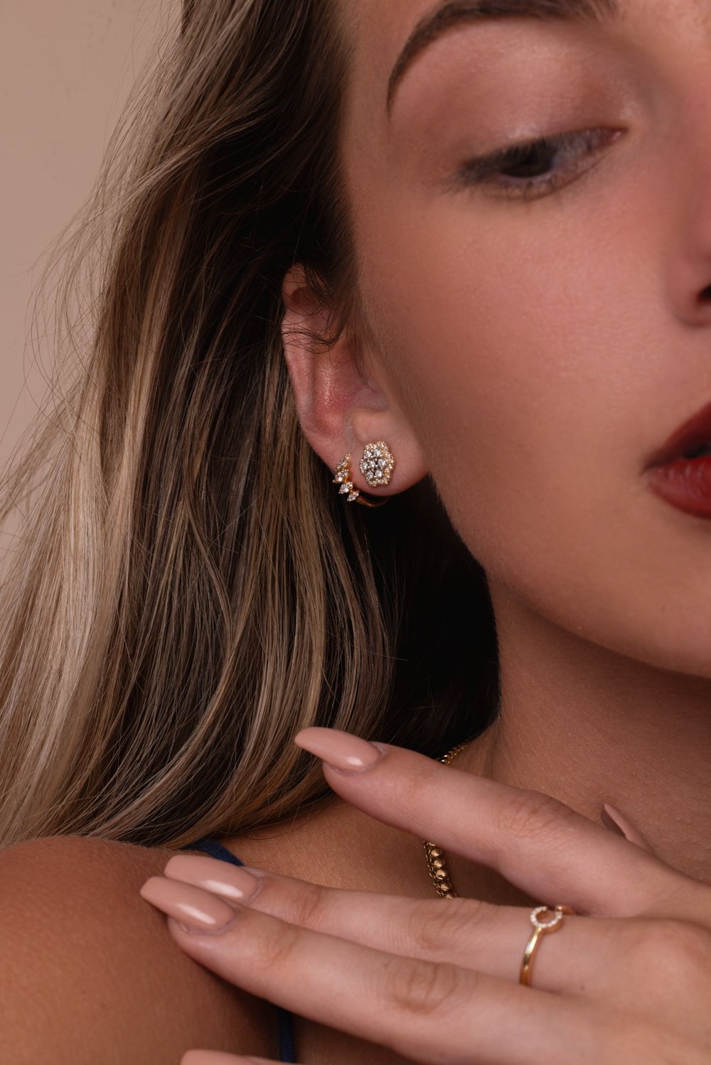 DANA REBECCA DESIGNS-Ava Bea Flower Stud Earrings - White Gold-YELLOW GOLD