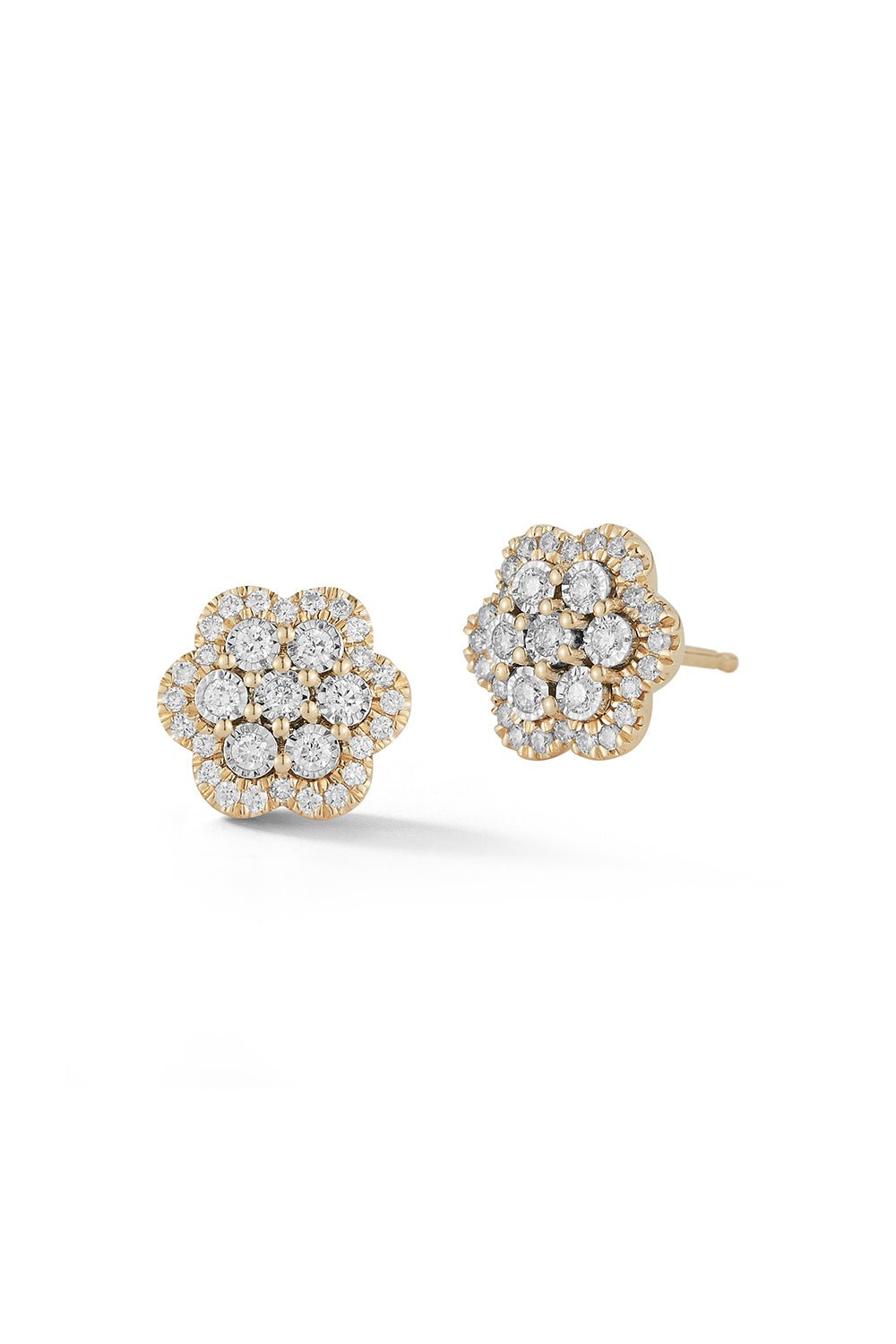 DANA REBECCA DESIGNS-Ava Bea Flower Stud Earrings - White Gold-YELLOW GOLD