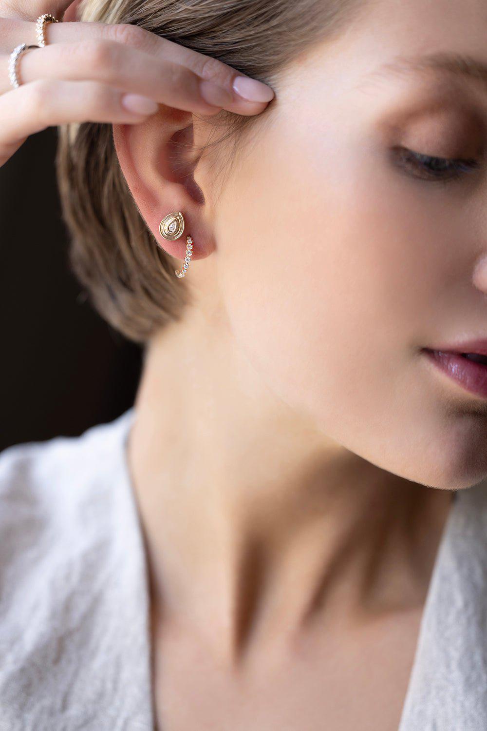 DANA REBECCA DESIGNS-Nana Bernice Teardrop Stud Earrings-YELLOW GOLD