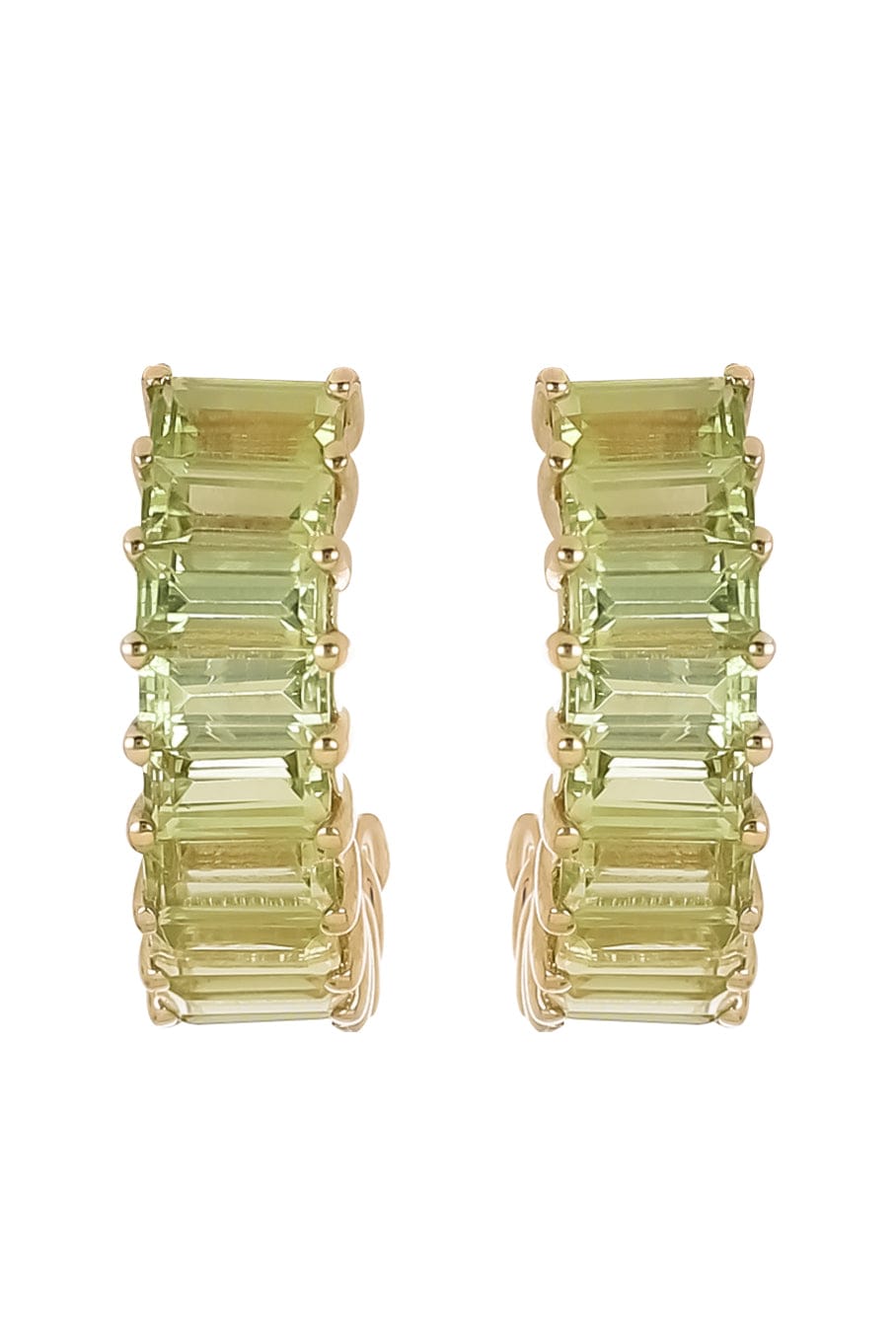 DANA REBECCA DESIGNS-Peridot Baguette Hoops-YELLOW GOLD