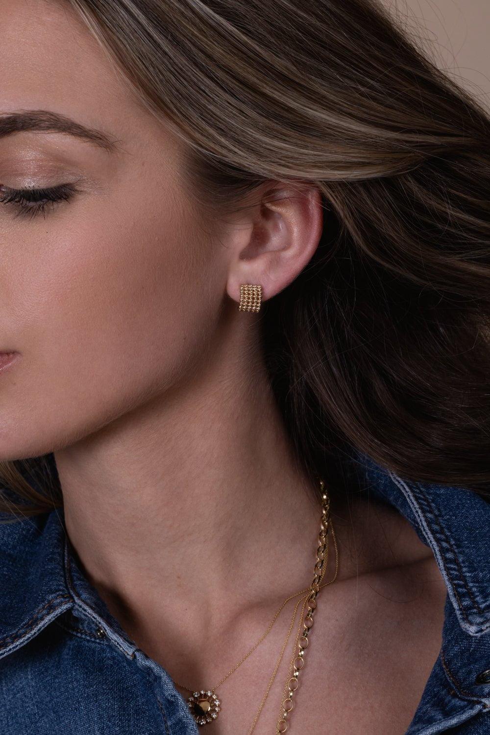 DANA REBECCA DESIGNS-Poppy Rae Pebble Row Hoop Earrings-YELLOW GOLD
