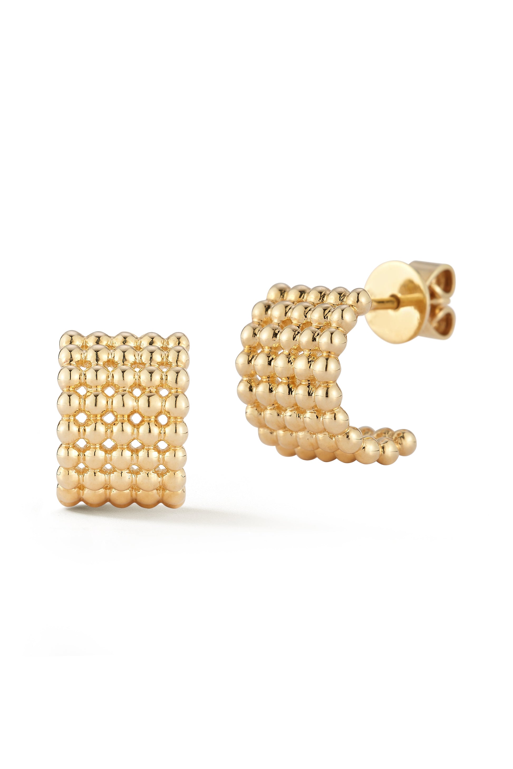 DANA REBECCA DESIGNS-Poppy Rae Pebble Row Hoop Earrings-YELLOW GOLD