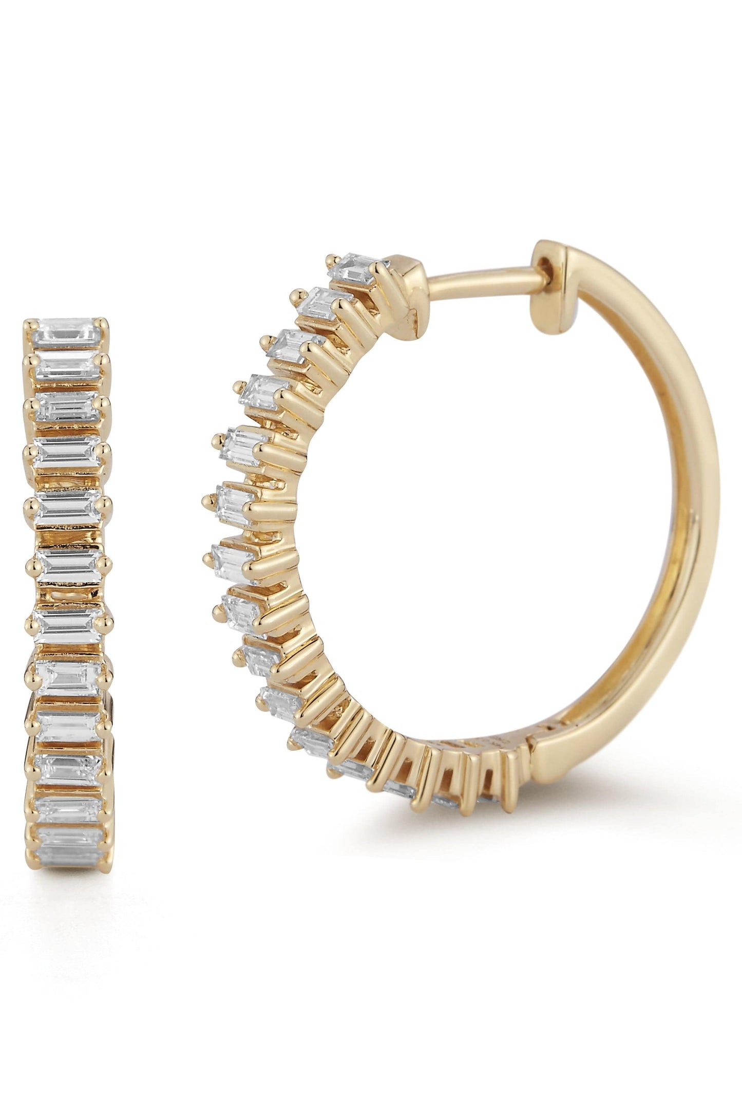 DANA REBECCA DESIGNS-Sadie Pearl Baguette Hoops-YELLOW GOLD
