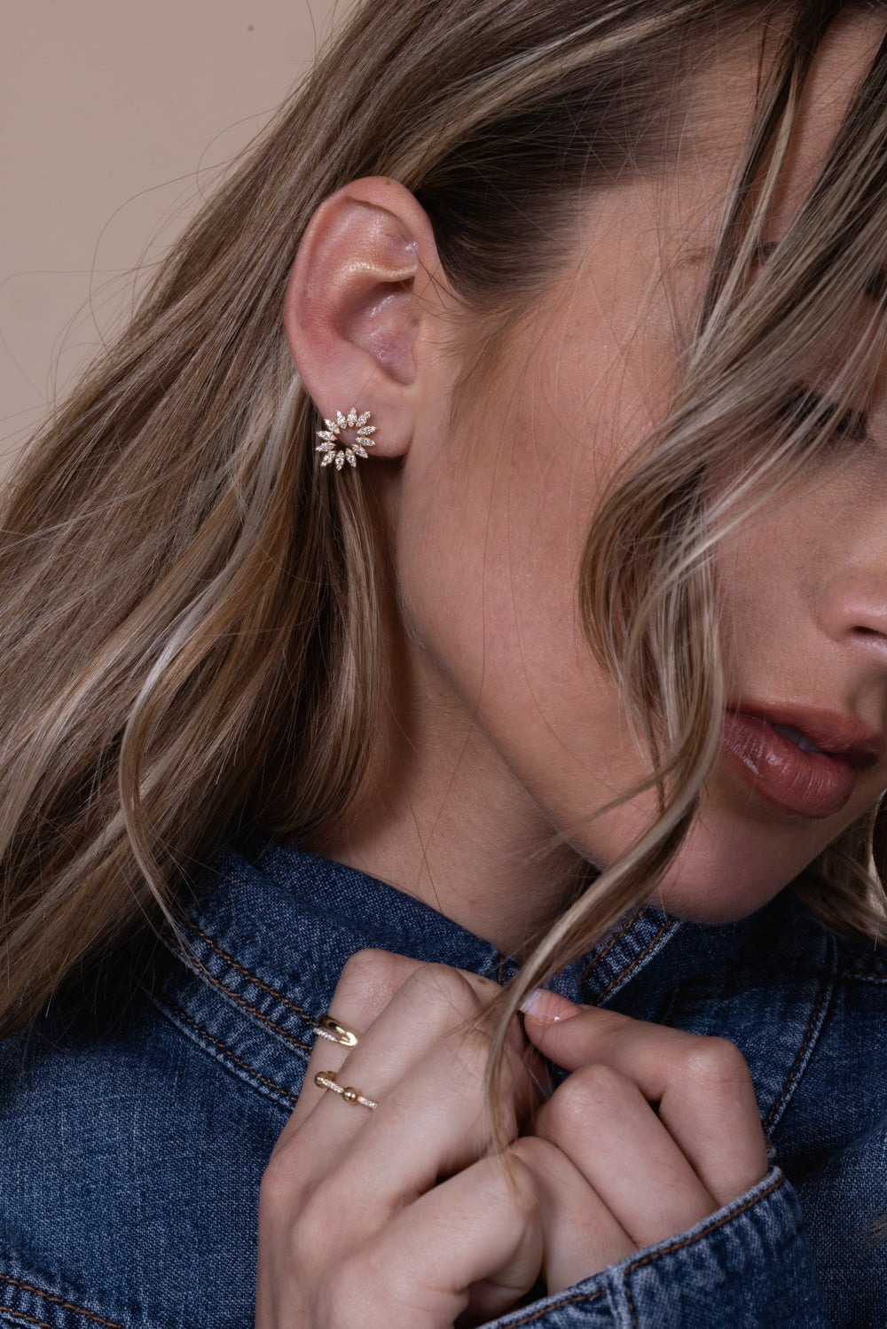 DANA REBECCA DESIGNS-Sophia Ryan Flower Stud Earrings-YELLOW GOLD