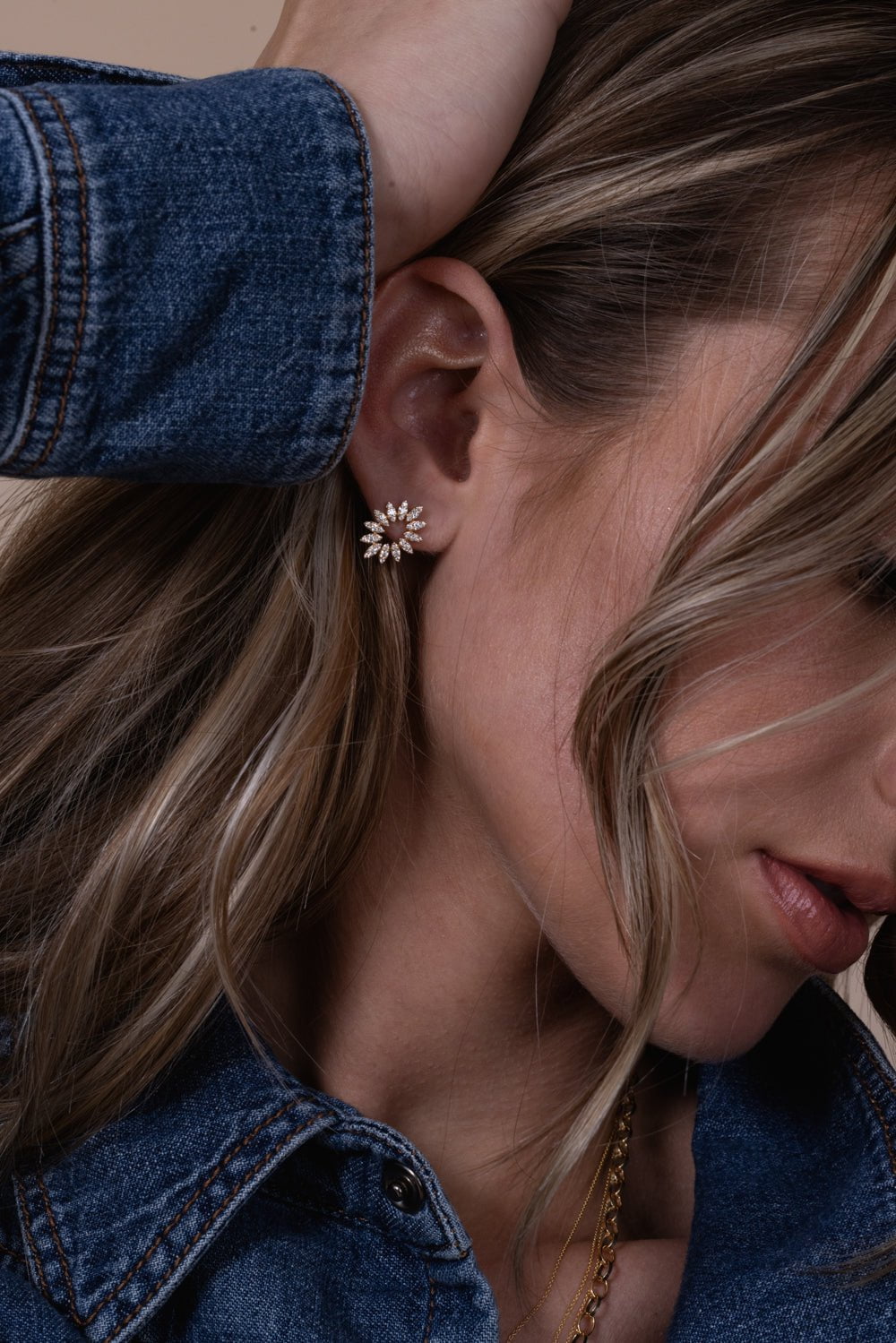DANA REBECCA DESIGNS-Sophia Ryan Flower Stud Earrings-YELLOW GOLD