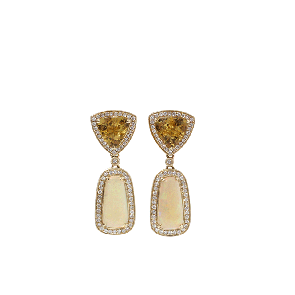 DANA REBECCA DESIGNS-Yellow Beryl And Opal Earrings-YELLOW GOLD