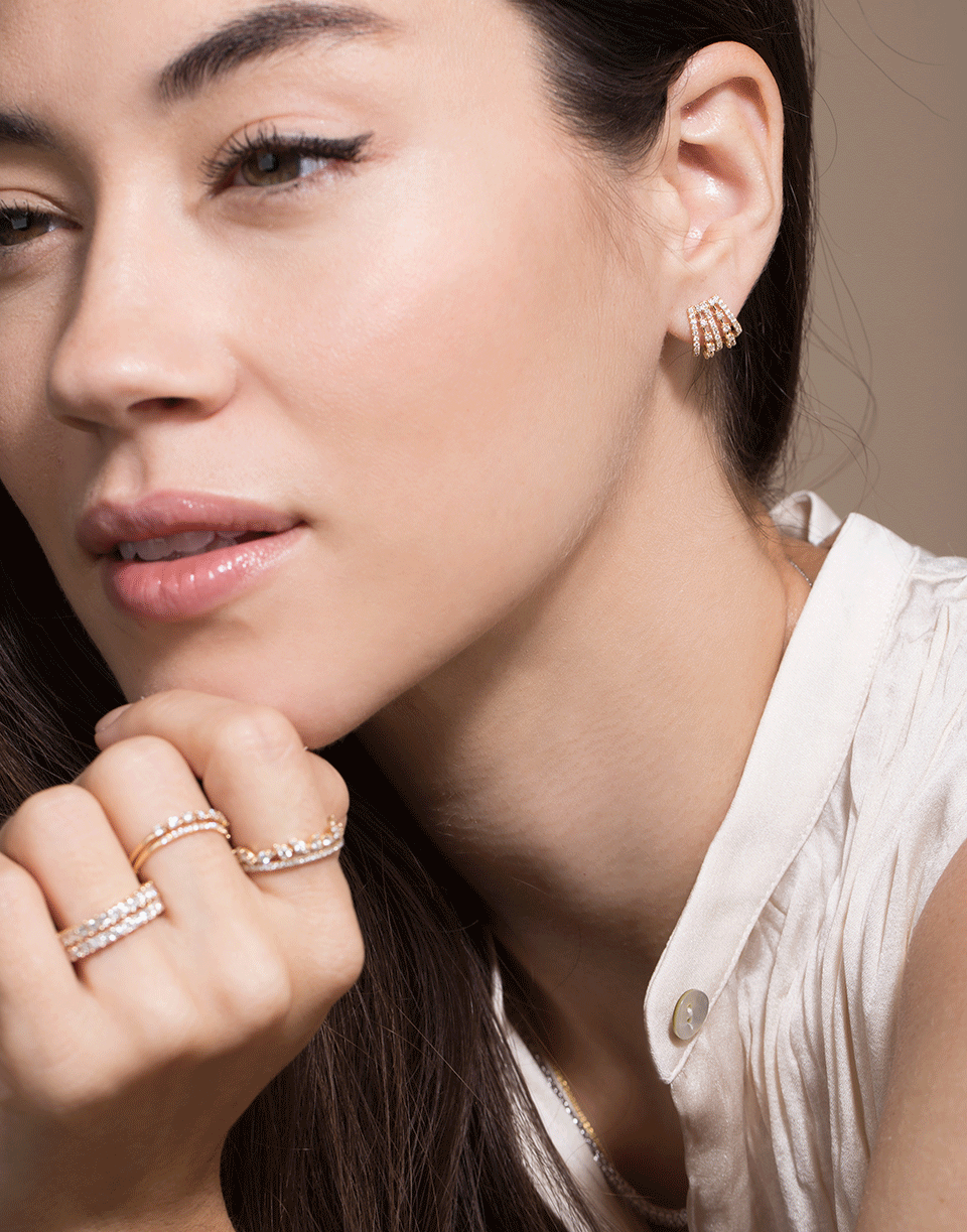 DANA REBECCA DESIGNS-Yellow Gold Ava Bea Diamond Five Prong Huggies-YELLOW GOLD