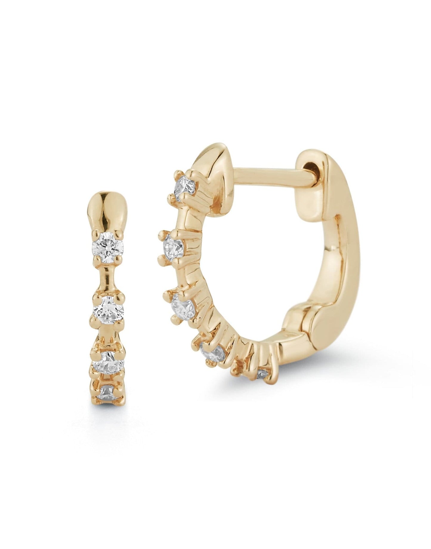 DANA REBECCA DESIGNS-Yellow Gold Ava Bea Diamond Mini Huggies-YELLOW GOLD