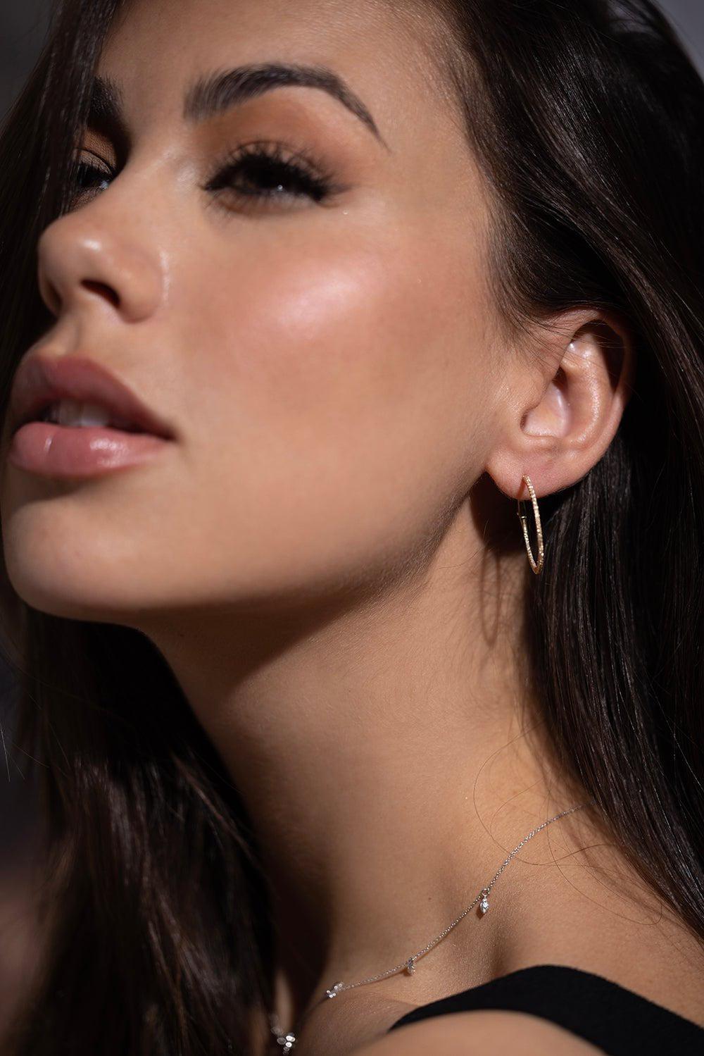 DANA REBECCA DESIGNS-Yellow Gold DRD Medium Diamond Hoops-YELLOW GOLD